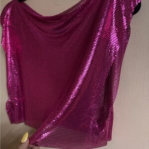 SHEIN Metallic Hot Pink Sequin Crop Top